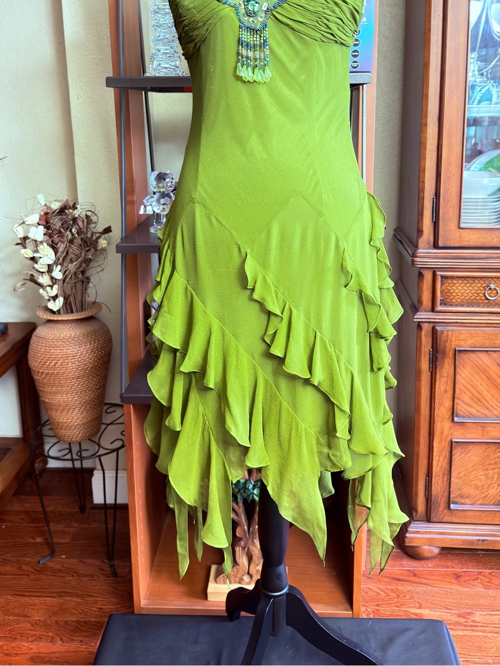Green Ruffled Women’s Dress